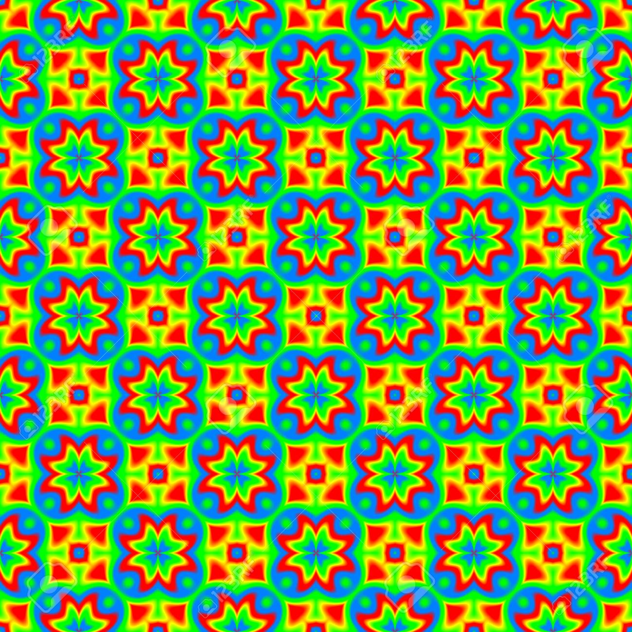 抽象的なカラフルな花柄 多色のタイル テクスチャ背景 シームレスなイラスト の写真素材 画像素材 Image