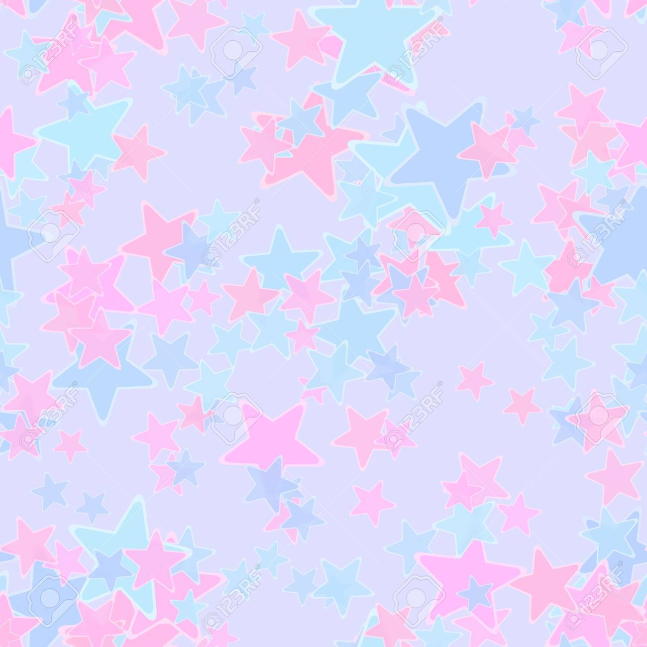 Abstract Blue And Pink Stars Starred Pattern On Light Violet