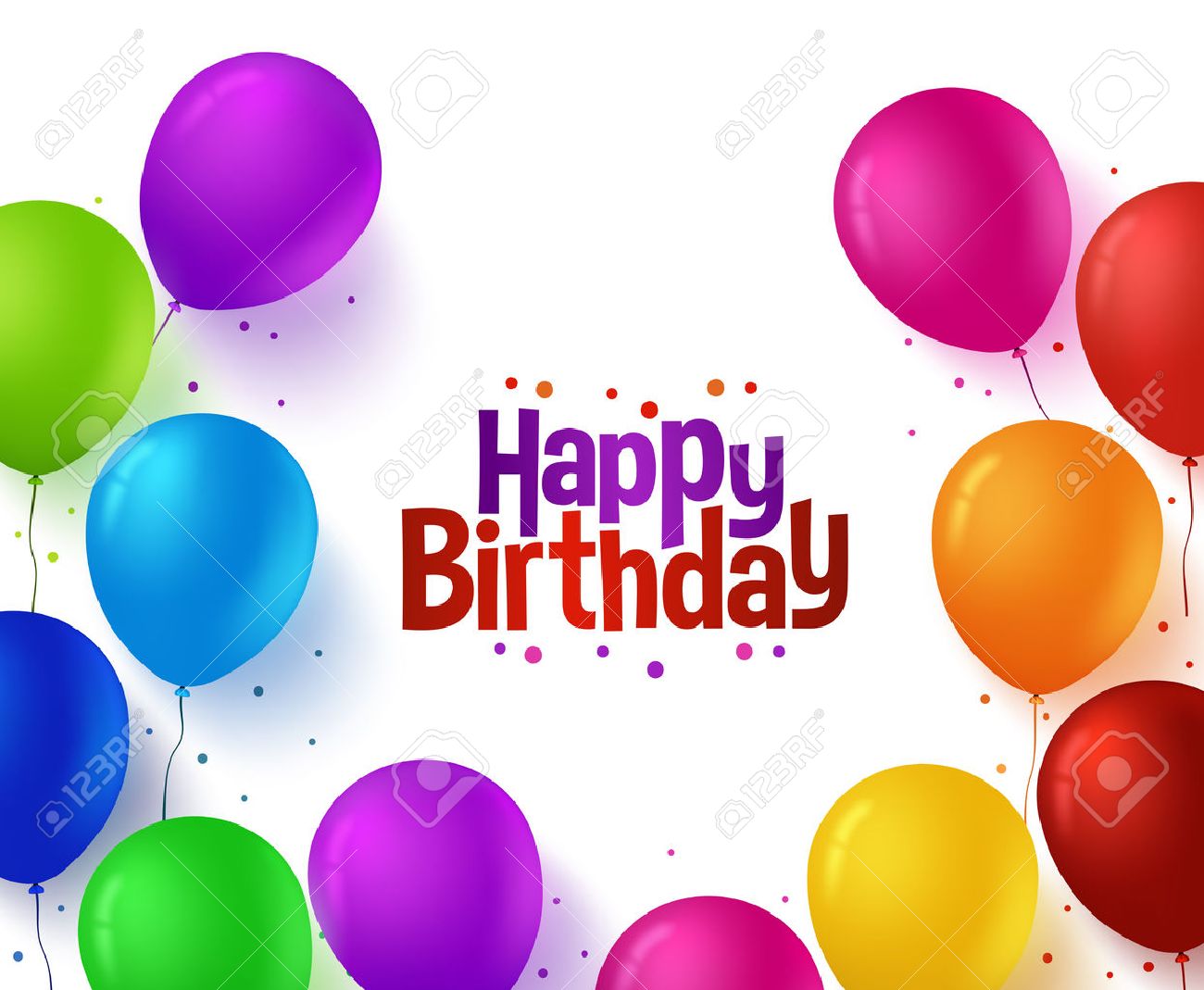 Happy Birthday Balloons Images Free 3D Realistic Colorful Bunch Of Happy Birthday Balloons Background For Party  And Celebrations With Space For Text Isolated In White. Vector Illustration  Royalty Free Svg, Cliparts, Vectors, And Stock Illustration. Image 48167476.