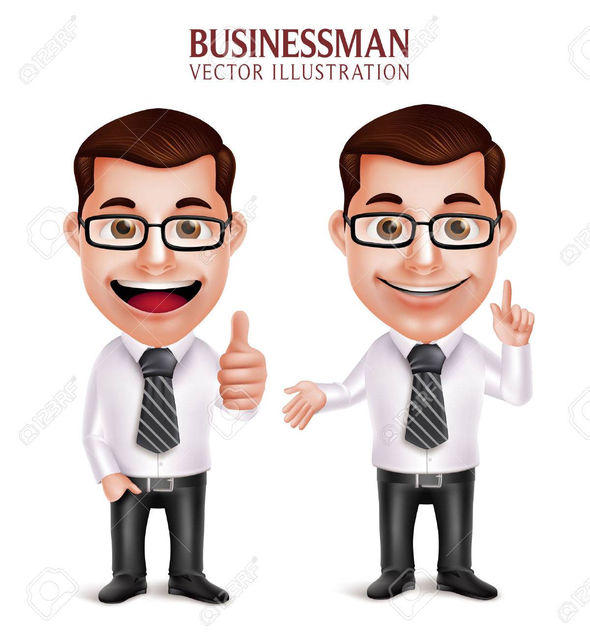 Set of 3D Realistic Professional Business Man Character with Pointing and OK Hand Gesture Isolated in White Background. Vector Illustration - 49379272 Set of 3D Realistic Professional Business Man Character with Pointing and OK Hand Gesture Isolated in White Background. Vector Illustration - 49379272