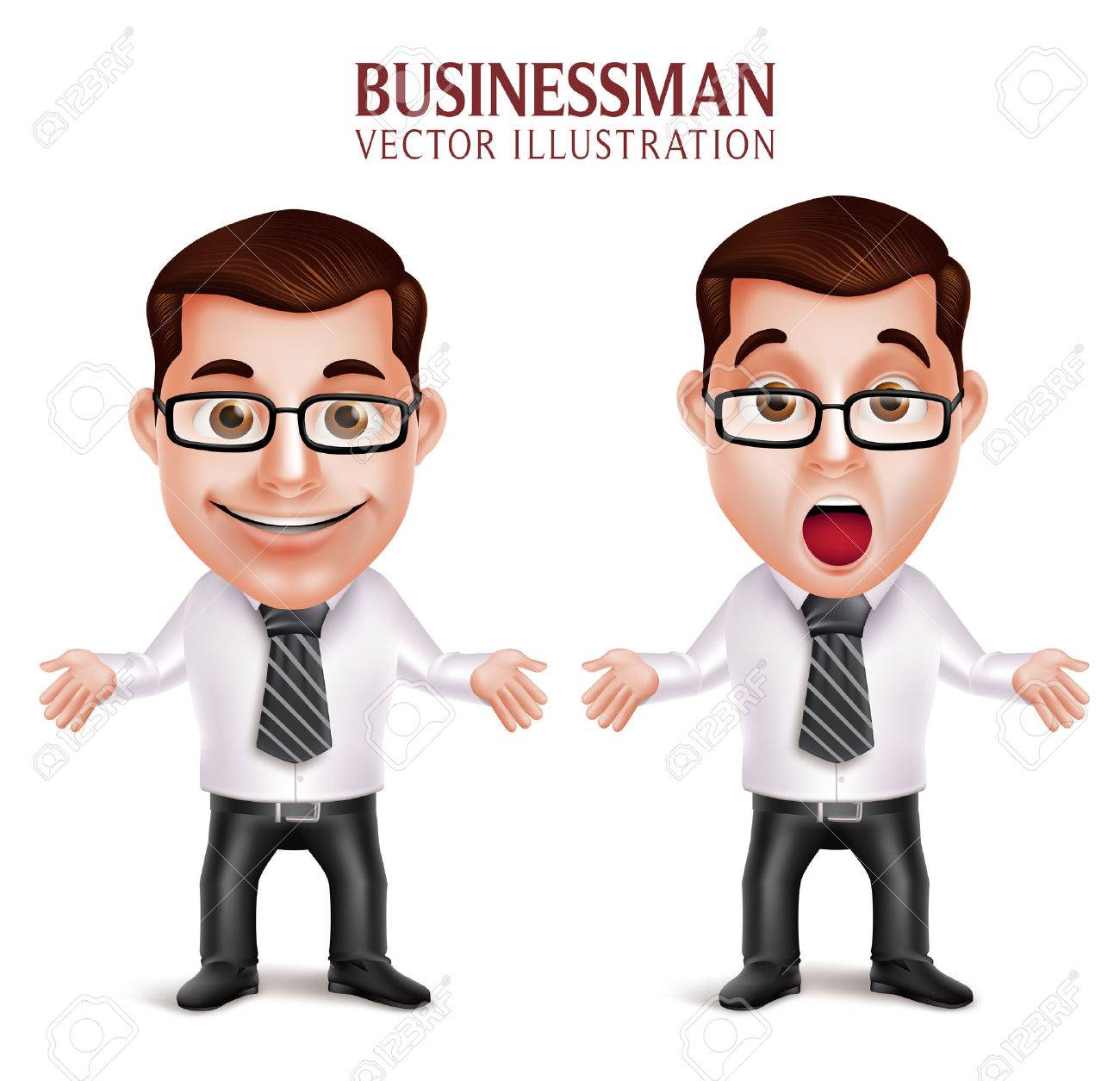 Set of 3D Realistic Professional Business Man Character Shocked and Surprised Posture Isolated in White Background. Vector Illustration - 49379277 Set of 3D Realistic Professional Business Man Character Shocked and Surprised Posture Isolated in White Background. Vector Illustration - 49379277