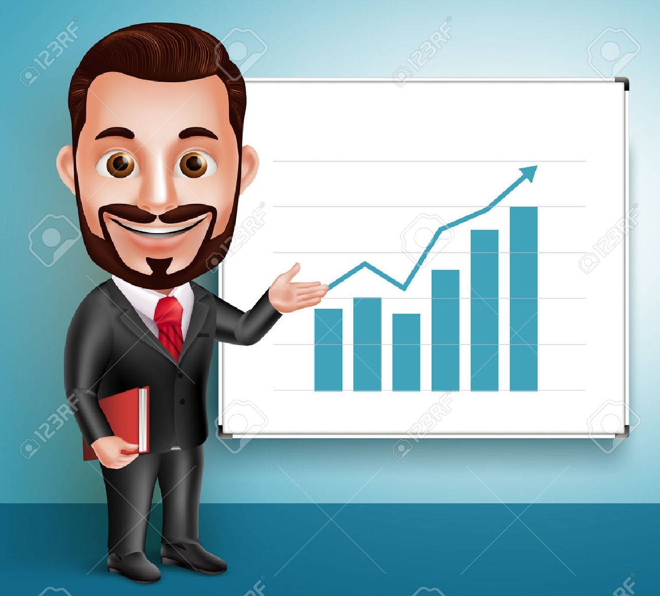3D Realistic Professional Business Man Vector Character Happy Speaking and Showing Chart Presentation in White Board. Vector Illustration - 49826491 3D Realistic Professional Business Man Vector Character Happy Speaking and Showing Chart Presentation in White Board. Vector Illustration - 49826491