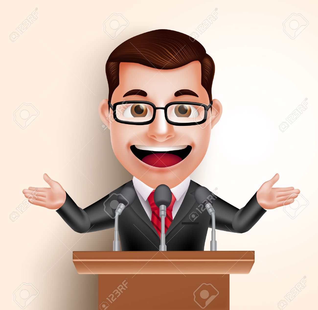 3D Vector Character Happy Politician Man or Speaker in Conference Speech. Vector Illustration - 49890059 3D Vector Character Happy Politician Man or Speaker in Conference Speech. Vector Illustration - 49890059
