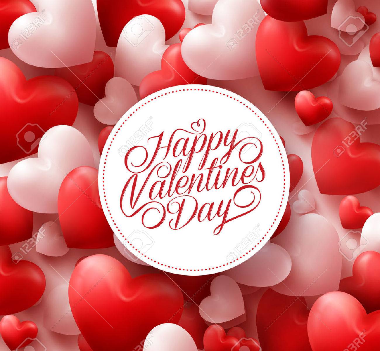 3D Realistic Red Hearts Background with Happy Valentines Day Greetings in White Circle. Illustration - 50500005 3D Realistic Red Hearts Background with Happy Valentines Day Greetings in White Circle. Illustration - 50500005