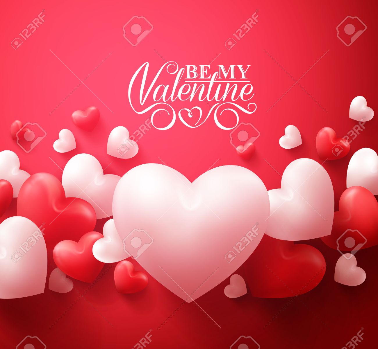 Realistic 3D Colorful Red and White Romantic Valentine Hearts Background Floating with Happy Valentines Day Greetings. Illustration - 50500136 Realistic 3D Colorful Red and White Romantic Valentine Hearts Background Floating with Happy Valentines Day Greetings. Illustration - 50500136