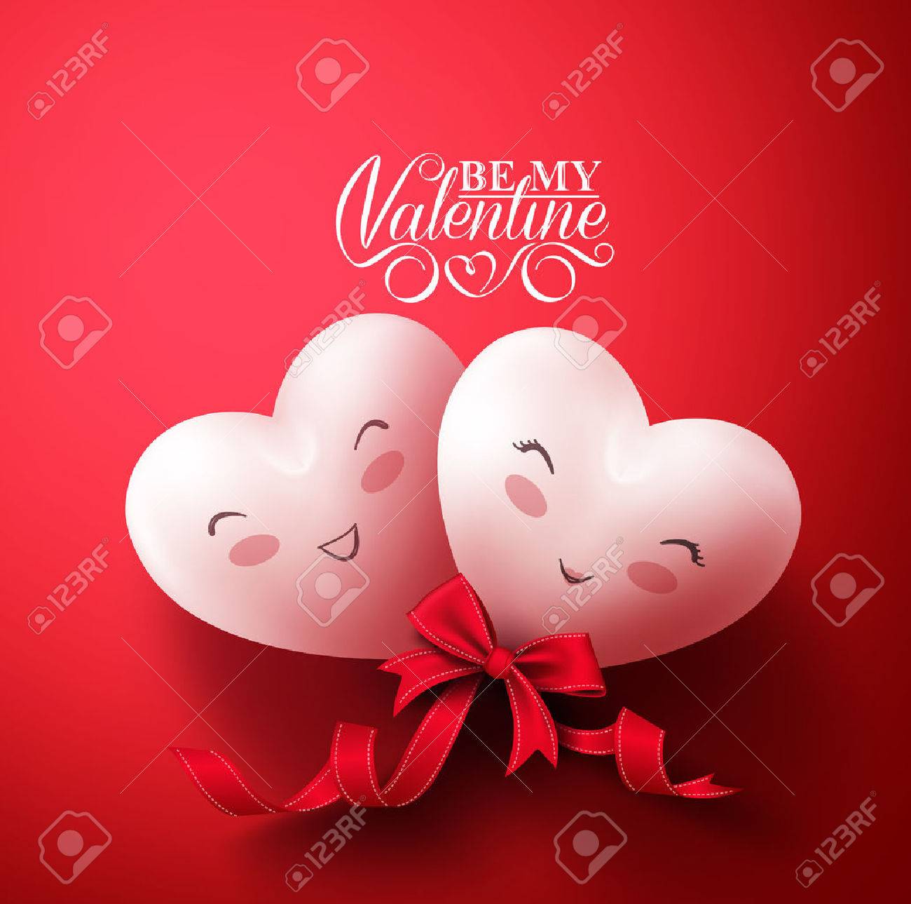 Happy Lovers Day Images Coeurs Sourire Doux De Happy Lovers Pour Greetings Happy Valentines Day À  Fond Rouge Avec Le Ruban. Vector Illustration Clip Art Libres De Droits ,  Svg , Vecteurs Et Illustration. Image 50818482.