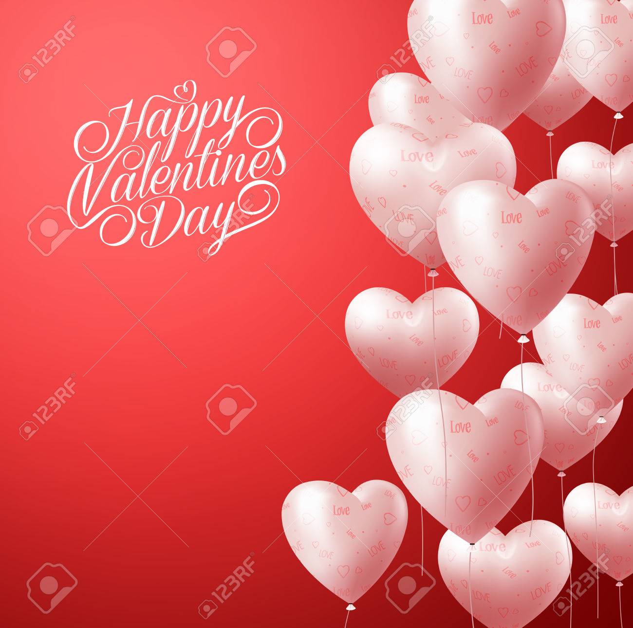 3D Realistic Heart Balloons Flying in Red Background for Valentines Background with Greetings and Space for Message. Vector Illustration - 50818490 3D Realistic Heart Balloons Flying in Red Background for Valentines Background with Greetings and Space for Message. Vector Illustration - 50818490