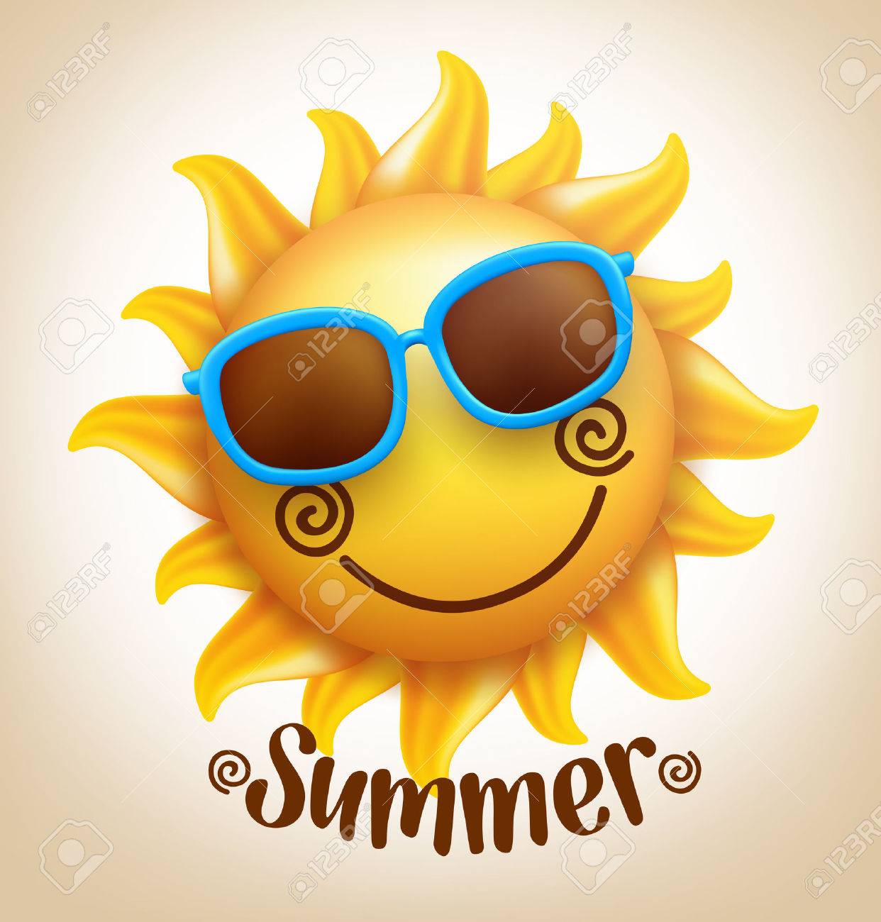 3D Realistic Happy Smiling Cute Sun Vector with Colorful Sunglasses with Summer Title. Vector Illustration - 52730544 3D Realistic Happy Smiling Cute Sun Vector with Colorful Sunglasses with Summer Title. Vector Illustration - 52730544