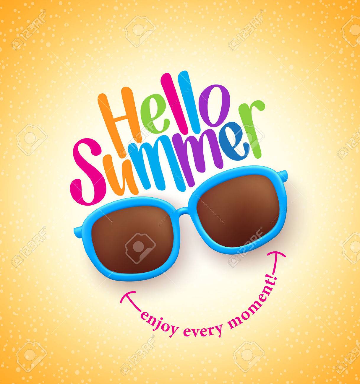 Summer Shades with Hello Summer Happy Colorful Concept in Cool Yellow Background for Summer Season. - 54020392 Summer Shades with Hello Summer Happy Colorful Concept in Cool Yellow Background for Summer Season. - 54020392