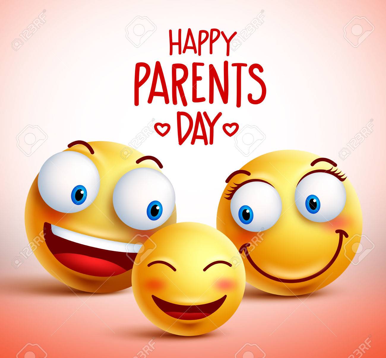 family of smiley faces characters for happy parents day design