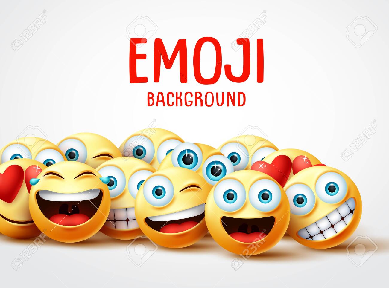 Emojis Vector Background Funny Concept. Emoji Background Text With Group Of Funny And Happy Emoticon With Facial Expression In White Empty Space Background. Vector Illustration. Royalty Free SVG, Cliparts, Vectors, And Stock Emojis Vector Background Funny Concept. Emoji Background Text With Group Of Funny And Happy Emoticon With Facial Expression In White Empty Space Background. Vector Illustration. Royalty Free SVG, Cliparts, Vectors, And Stock