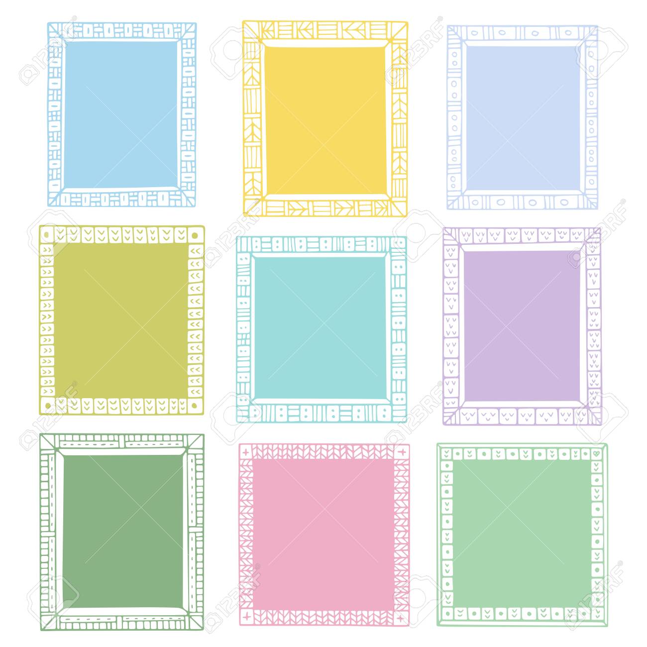 Bullet Journal Hand Drawn Vector Frames For Notebook Diary And Planner Set Of Doodle Colored Borders Isolated On White Background Royalty Free Cliparts Vectors And Stock Illustration Image