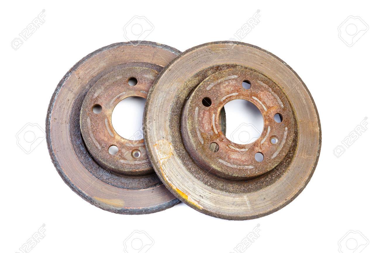 過度に錆びたブレーキ ディスクを使用 薄すぎる 錆 国境と焦げた領域カバー の写真素材 画像素材 Image