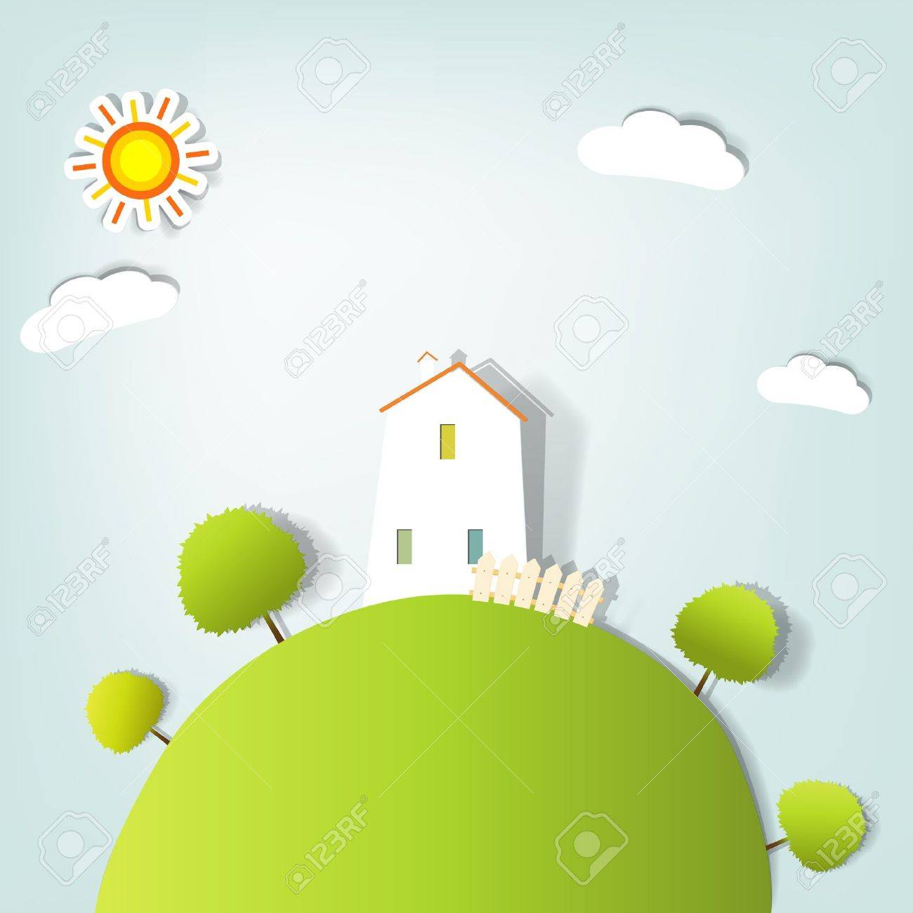 stylized landscape with a house on the hill - 10566053 stylized landscape with a house on the hill - 10566053