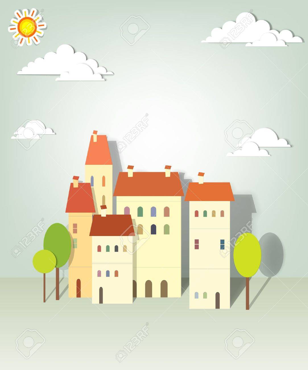 group paper townhouses creative vector applique - 15402370 group paper townhouses creative vector applique - 15402370