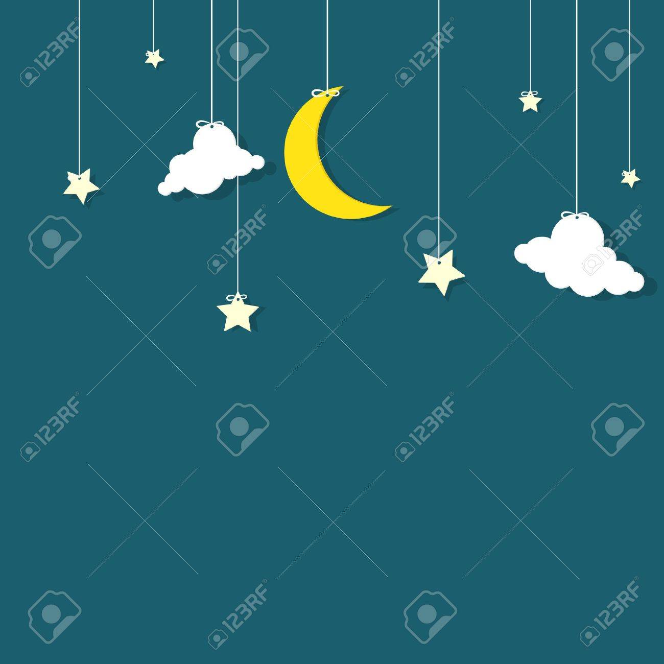 the night sky moon, the stars and the clouds hanging on threads - 18816689 the night sky moon, the stars and the clouds hanging on threads - 18816689