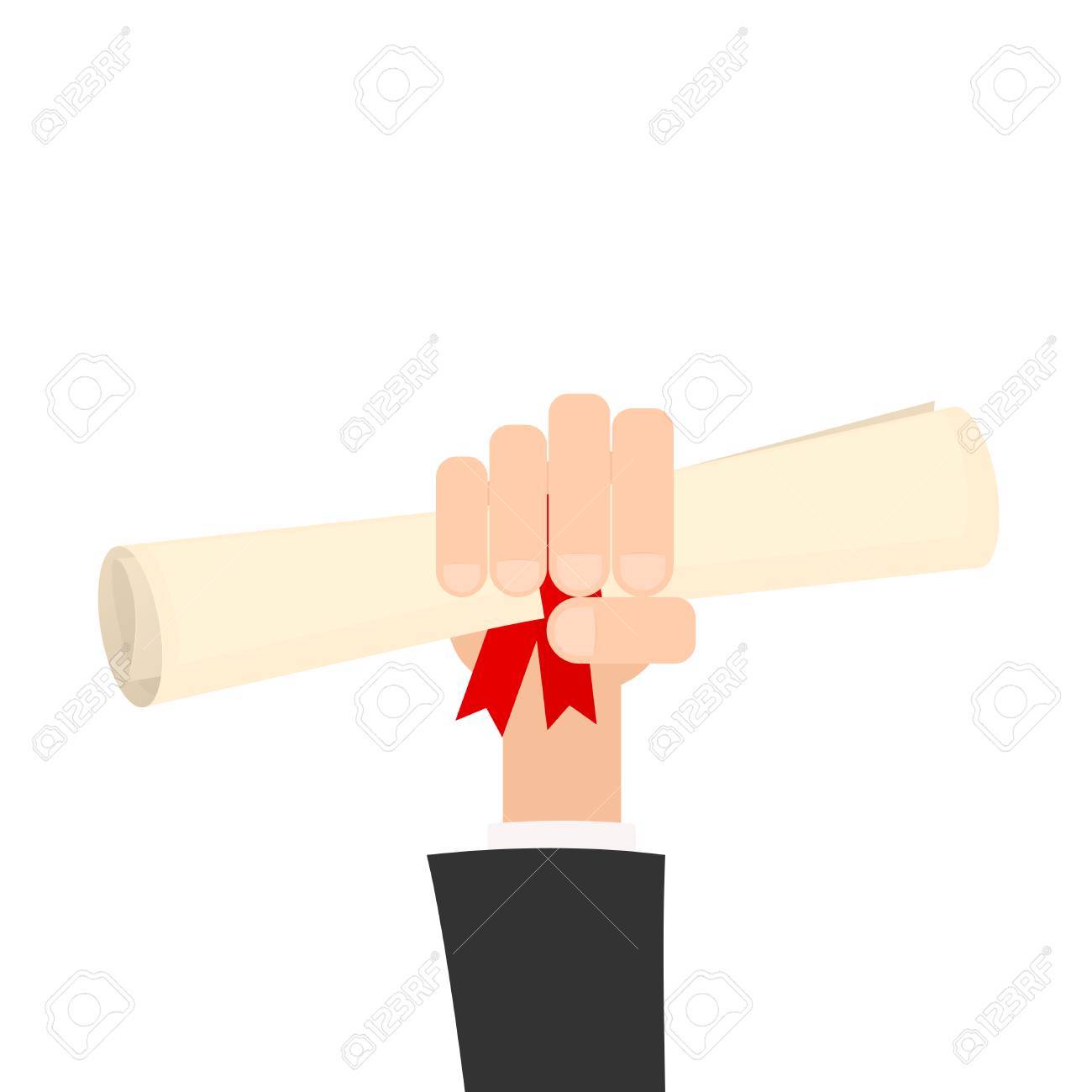 卒業証書または証明書を持つ手します のイラスト素材 ベクタ Image