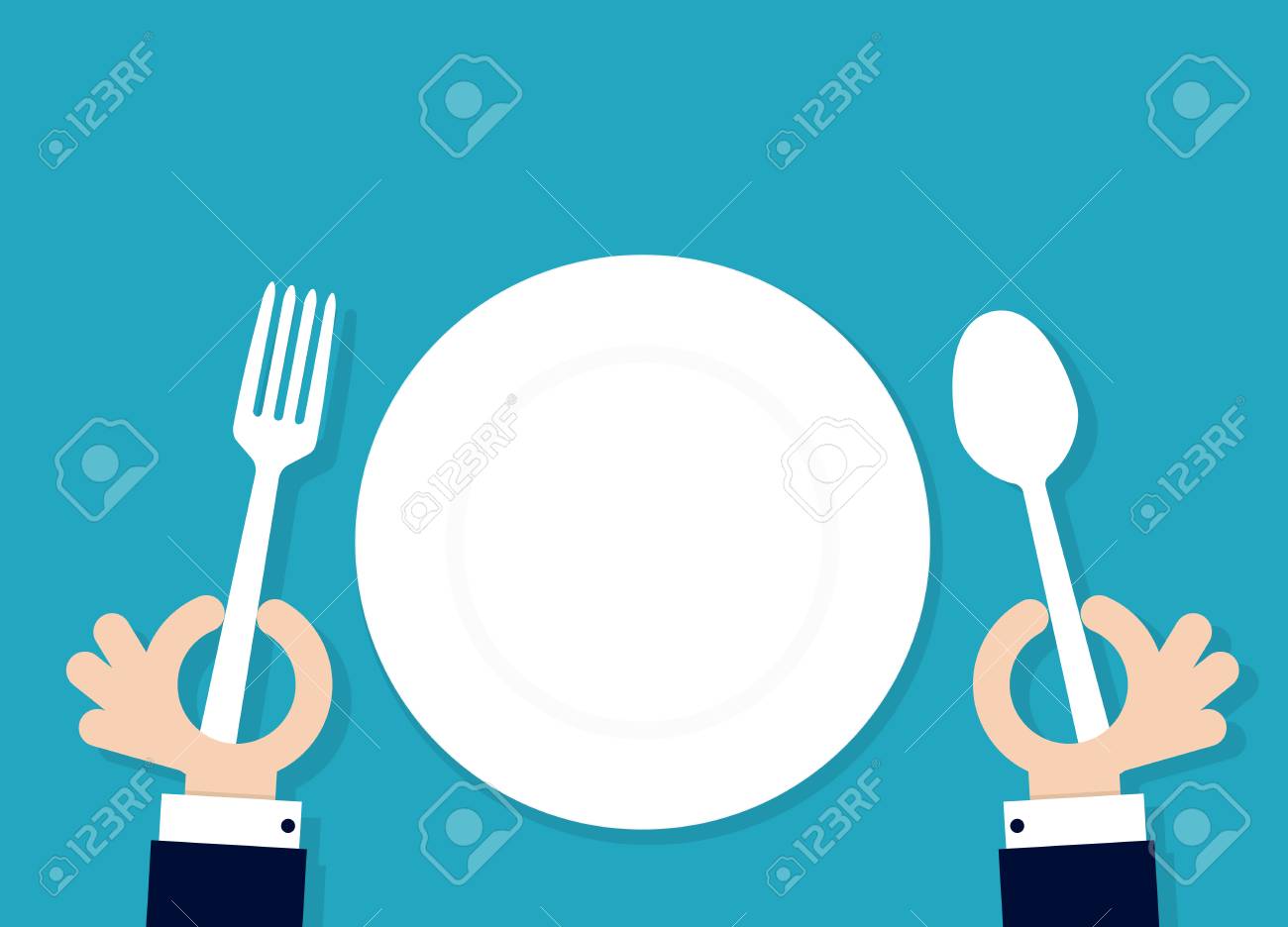 cartoon hahds holding fork and spoon with empty plate. Vector illustration - 82231800 cartoon hahds holding fork and spoon with empty plate. Vector illustration - 82231800