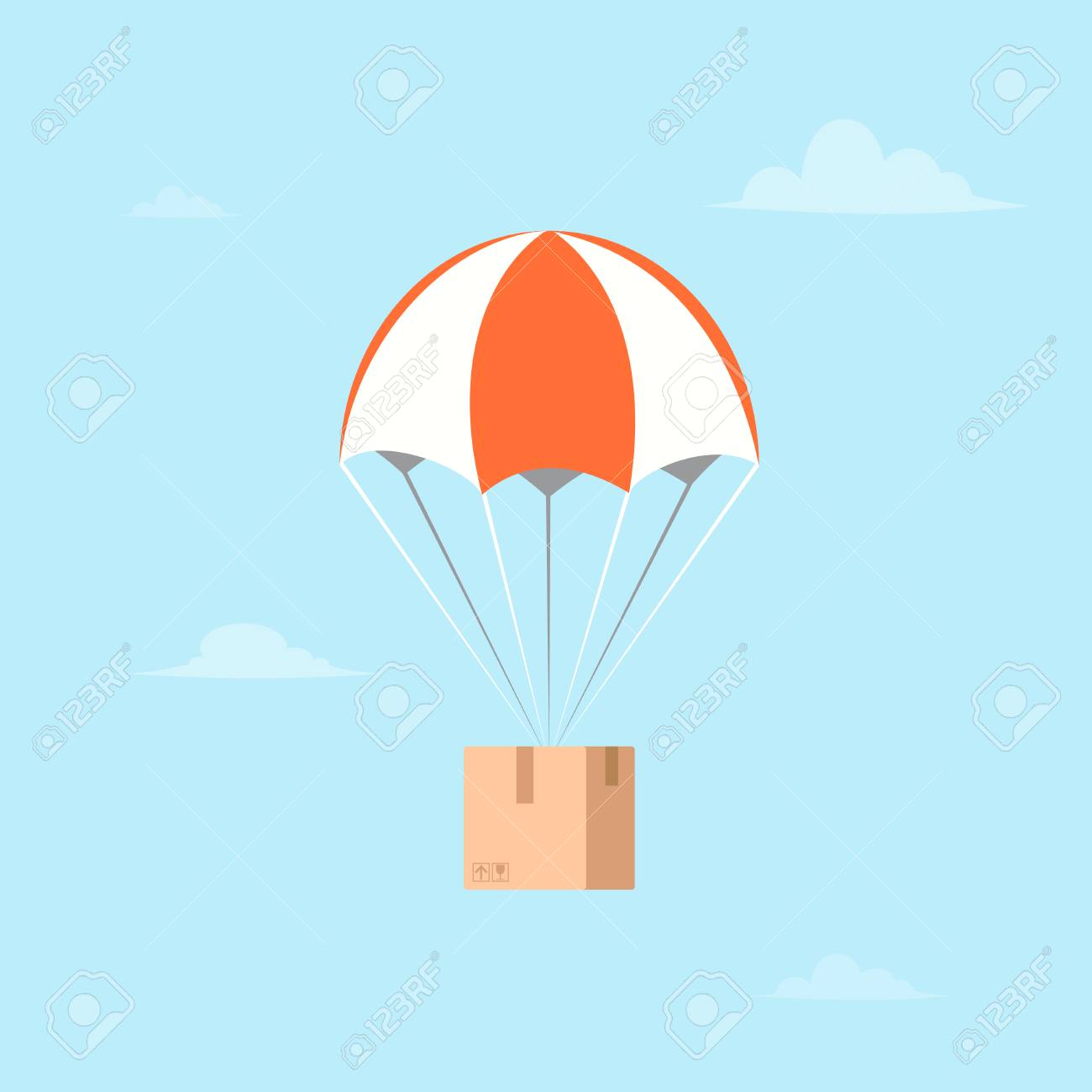 package flying on parachute