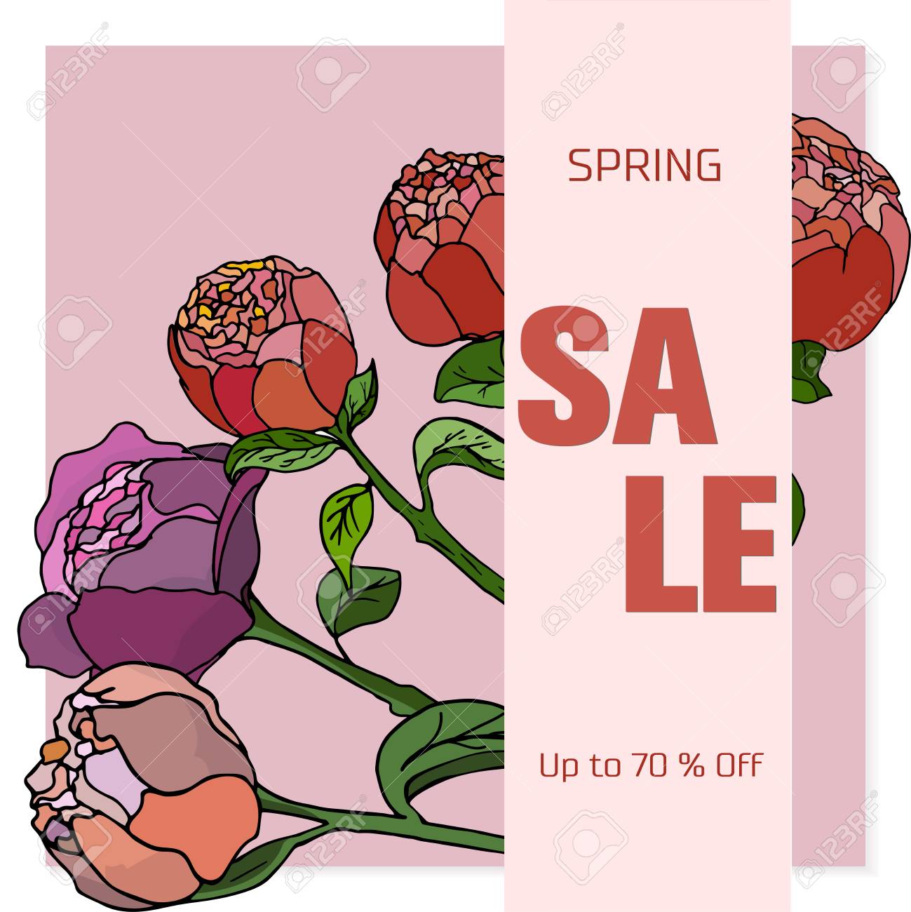 クラシカルな花柄の販売カード 牡丹の天然花束 植物ベクター