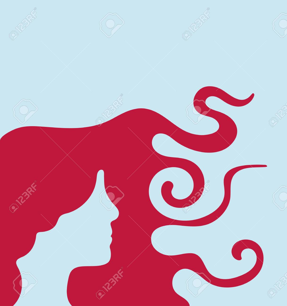 ウェーブのかかった髪型で女性の頭のベクター イラストです のイラスト素材 ベクタ Image