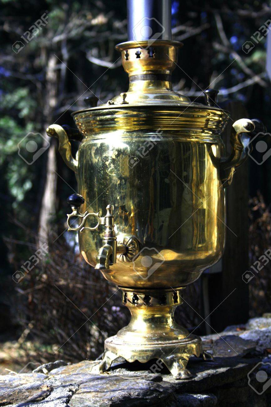 アンティーク サモワール 赤金装飾 アンティーク サモワール 赤金装飾 アンティーク銅水ボイラー