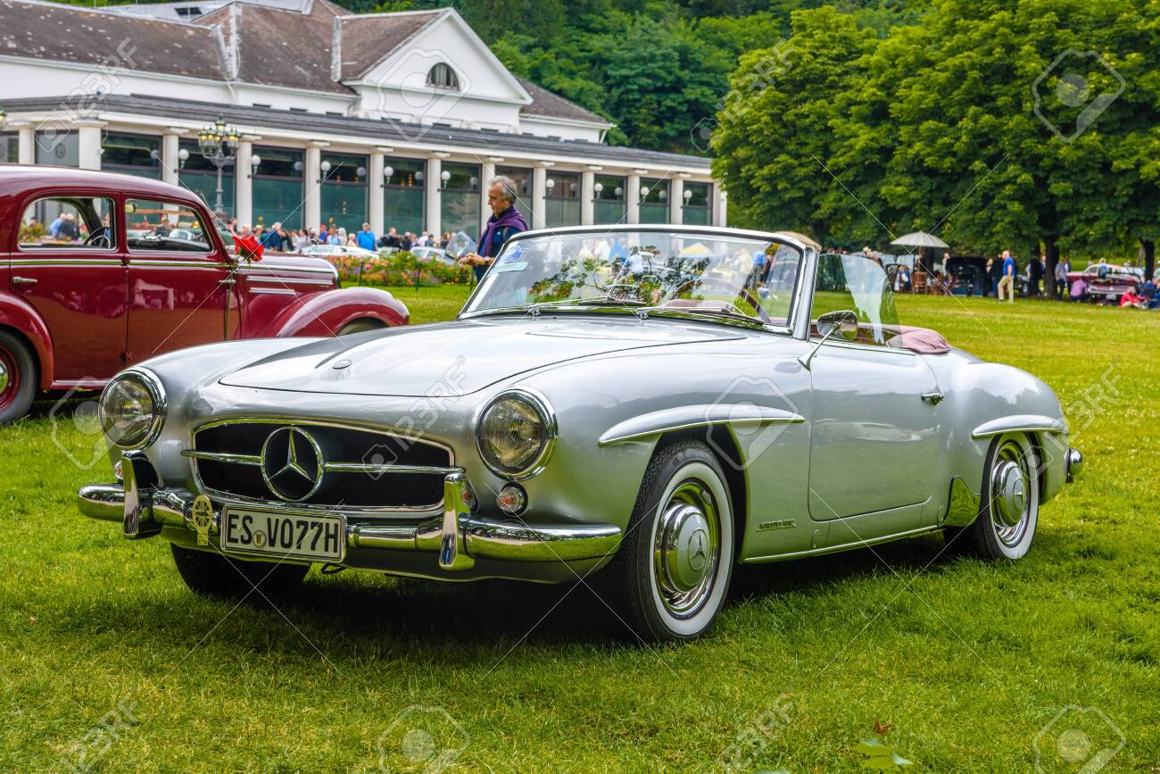 Baden Baden Germany July 2019 Silver Gray Mercedes Benz 190 Sl Roadster Cabrio 1955 1963 Oldtimer Meeting In Kurpark Stock Photo Picture And Royalty Free Image Image 142584743