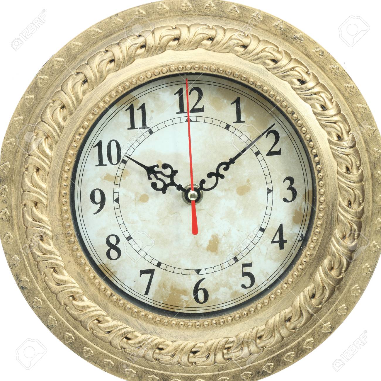 白い背景の上の古時計 の写真素材 画像素材 Image