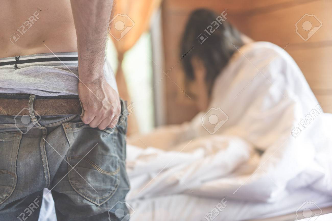 Woman Sit On A Bed In A Bedroom - Concept Photo Of Sexual Assault Stock  Photo, Picture and Royalty Free Image. Image 77417485.