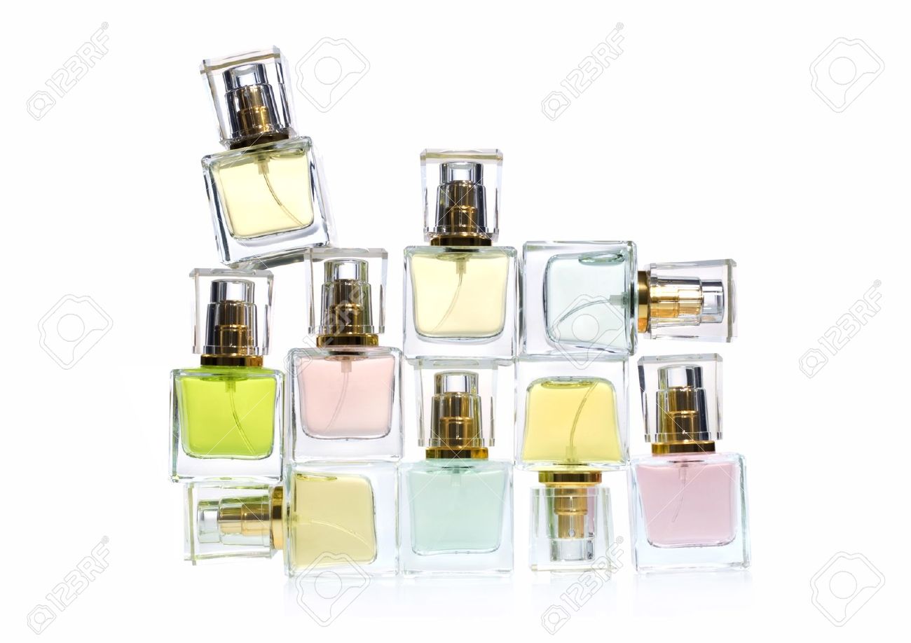 perfume in bottles over