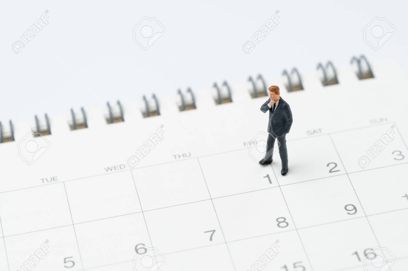 start or beginning of month for salary man concept miniature people start month