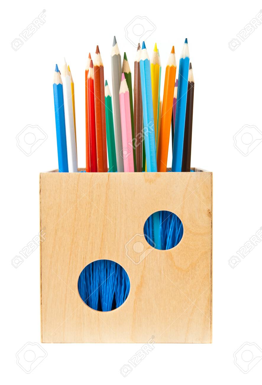 Caja De Para Lápices Aislados En Blanco Fotos, Retratos, Imágenes De Archivo Libres Derecho. Image 8541797.