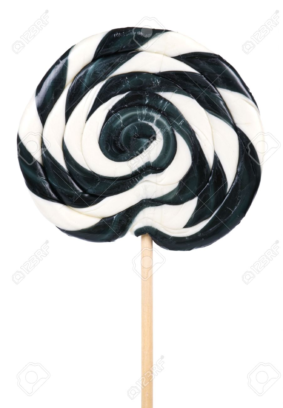 big black and white lollipop on stick over white stock photo