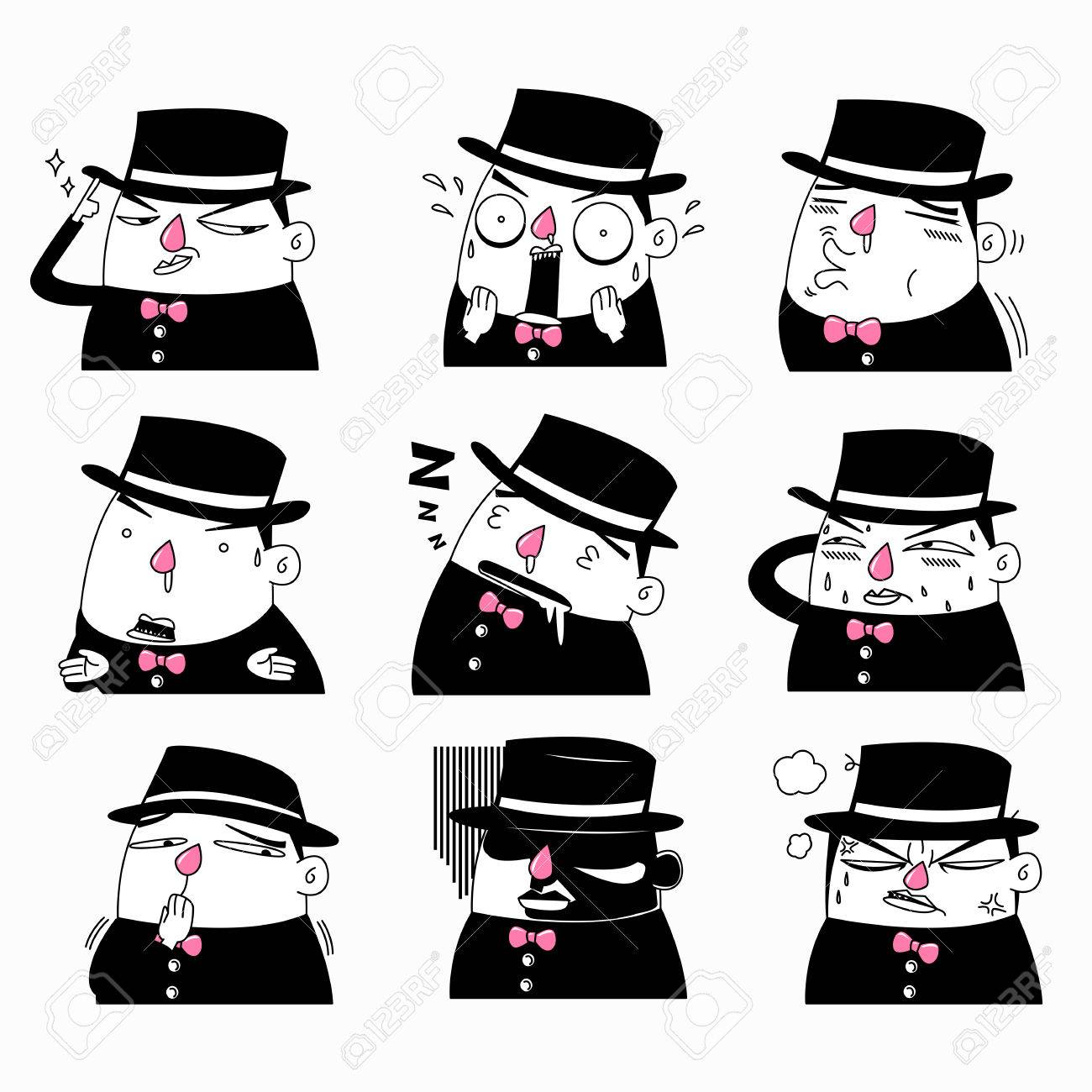 黒スーツの絵文字の漫画男 のイラスト素材 ベクタ Image