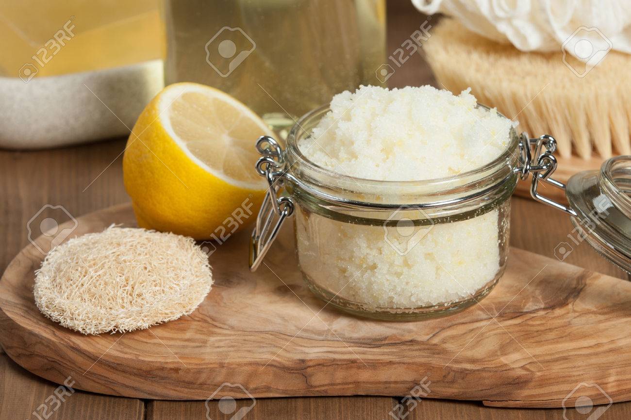 Handmade Lemon Scrub With Coconut Oil. Toiletries, Spa Set - 66075579 Handmade Lemon Scrub With Coconut Oil. Toiletries, Spa Set - 66075579