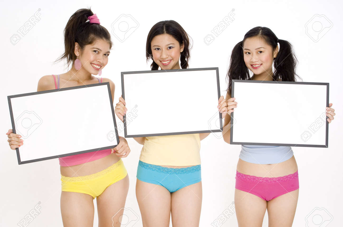 Three Pretty Asian Girls Holding Individual Blank Signs Stock Photo,  Picture and Royalty Free Image. Image 419340.