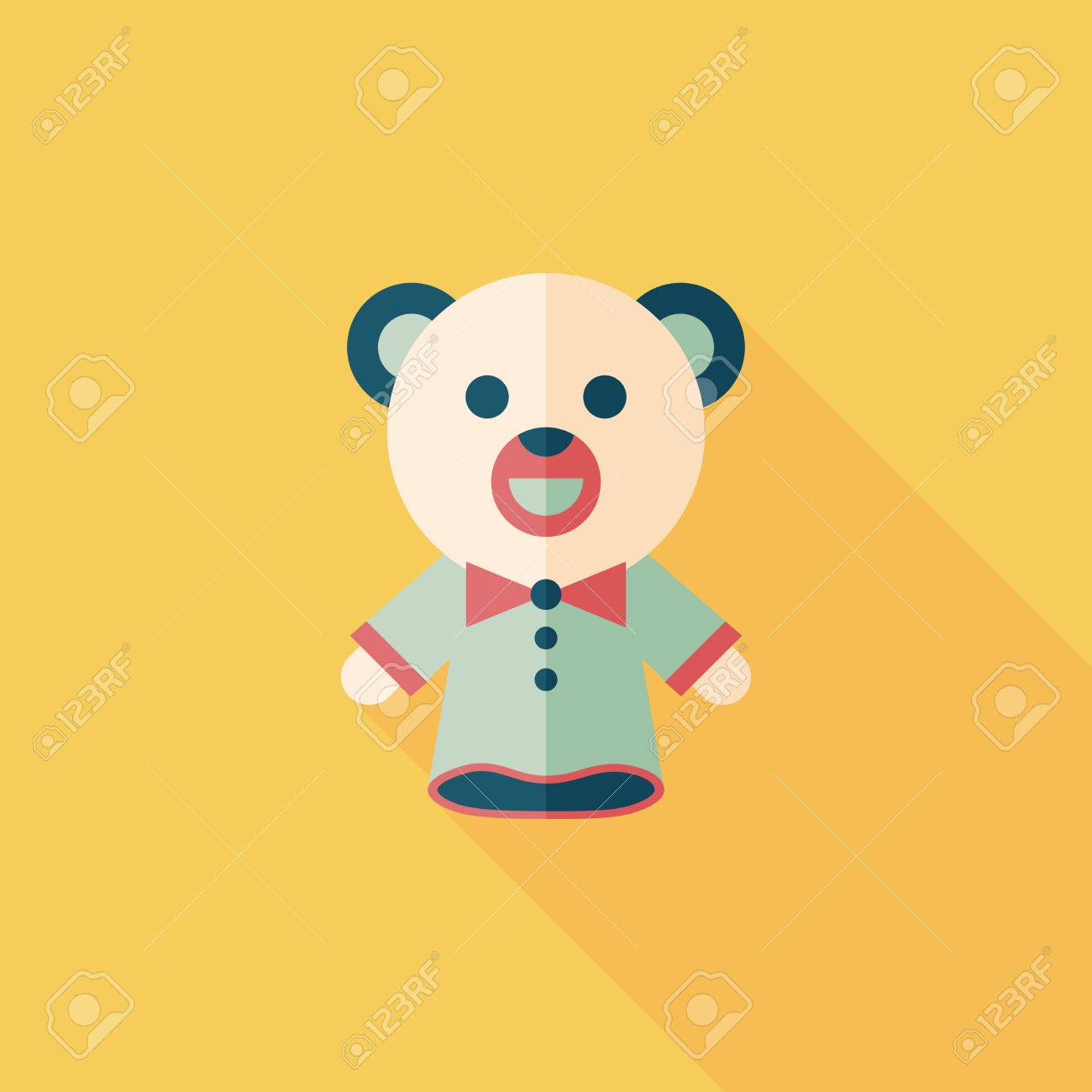 長い影とクマのパペット フラット アイコンのイラスト素材 ベクタ Image