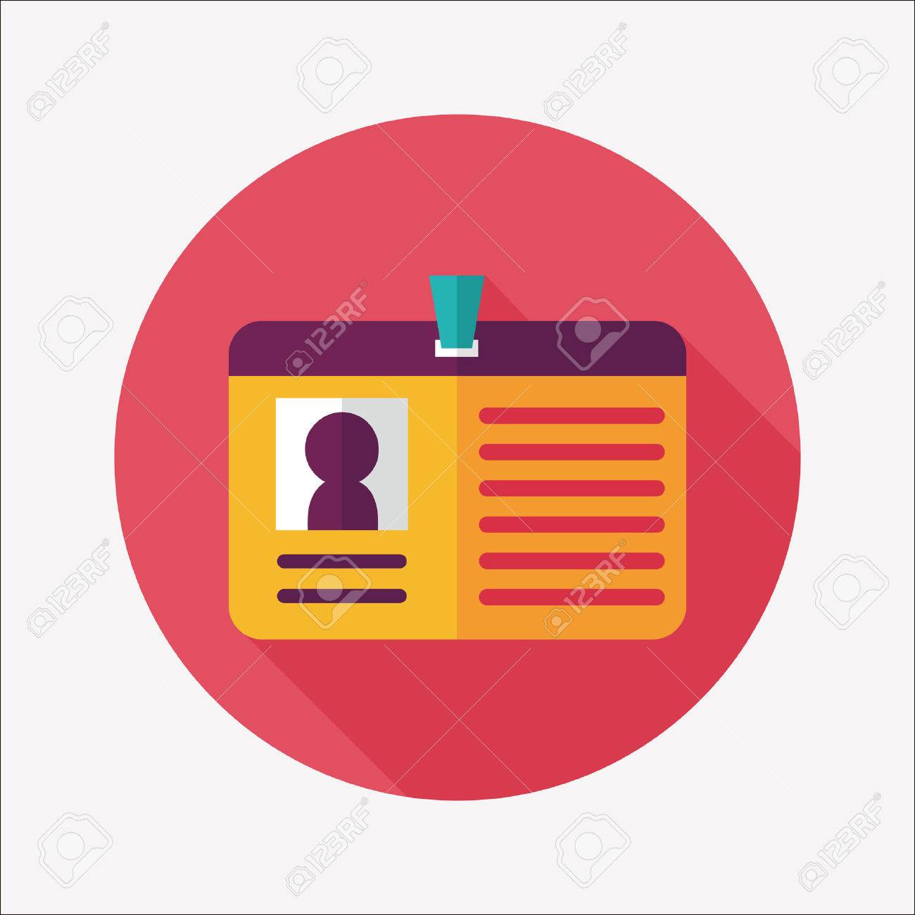 Identification card flat icon with long shadow - 31698339 Identification card flat icon with long shadow - 31698339
