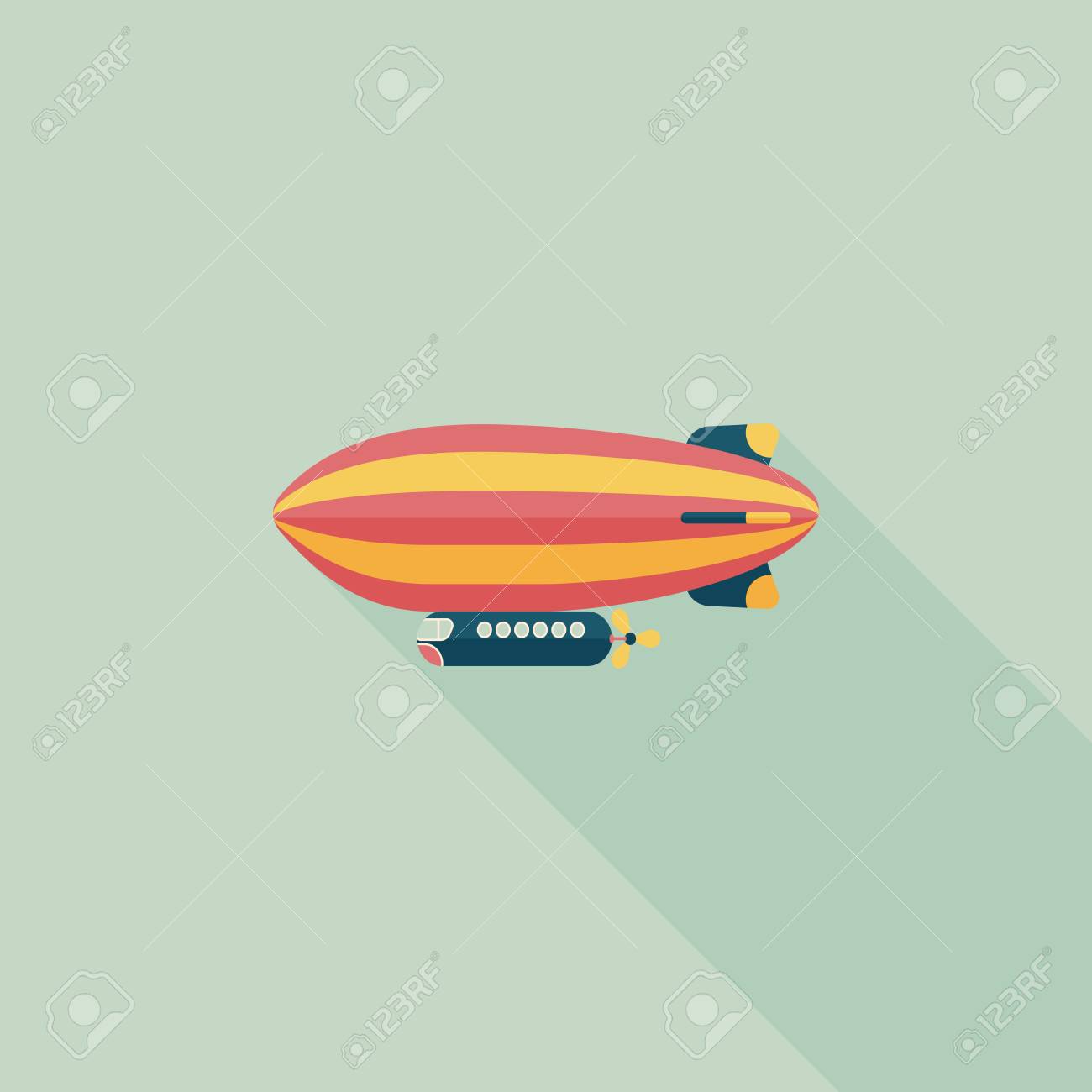 長い影を持つ飛行船フラット アイコンのイラスト素材 ベクタ Image