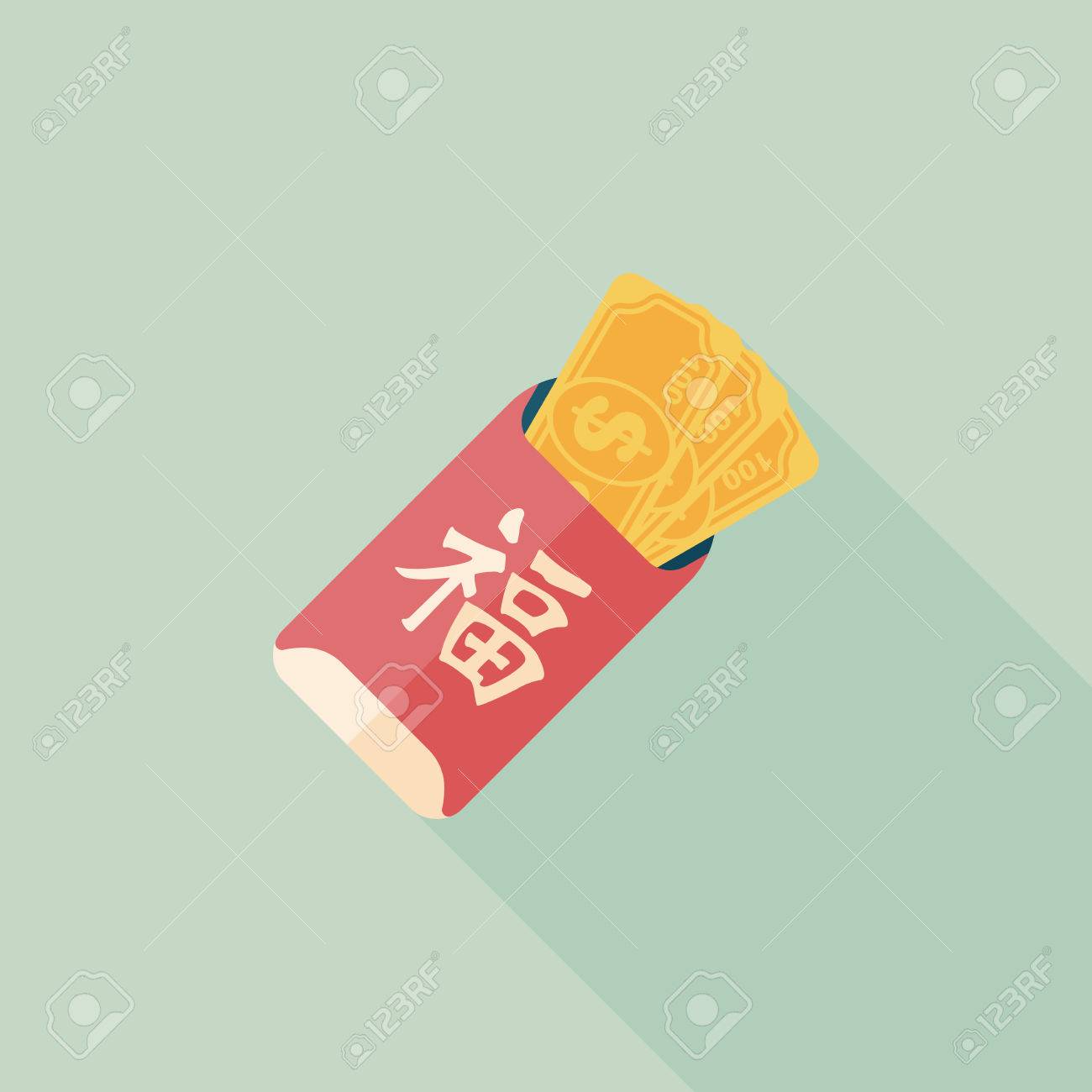 Chinese New Year red envelope flat icon with long shadow - 32219963 Chinese New Year red envelope flat icon with long shadow - 32219963