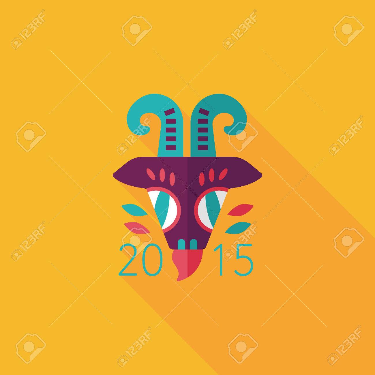 Chinese New Year flat icon with long shadow, Chinese Zodiac Year of the Goat, 2015 - 32361052 Chinese New Year flat icon with long shadow, Chinese Zodiac Year of the Goat, 2015 - 32361052