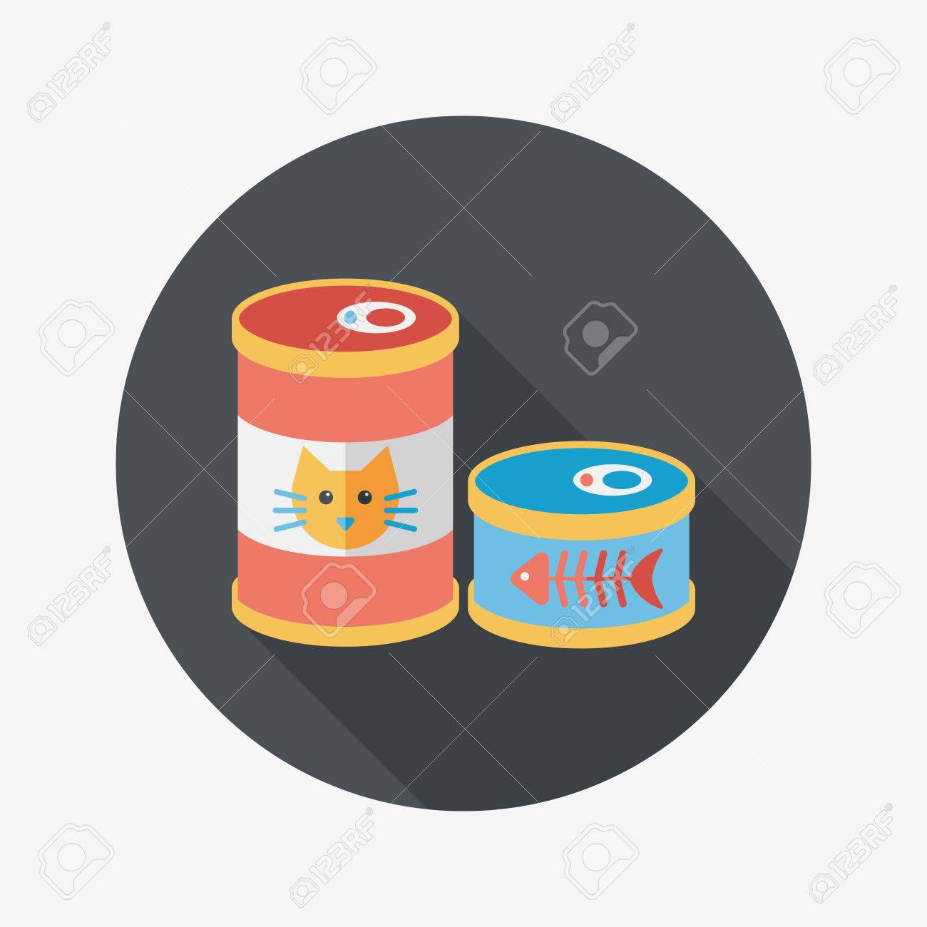 Pet Cat Food Can Flat Icon With Long Shadow Royalty Free Cliparts Vectors And Stock Illustration Image 33071219