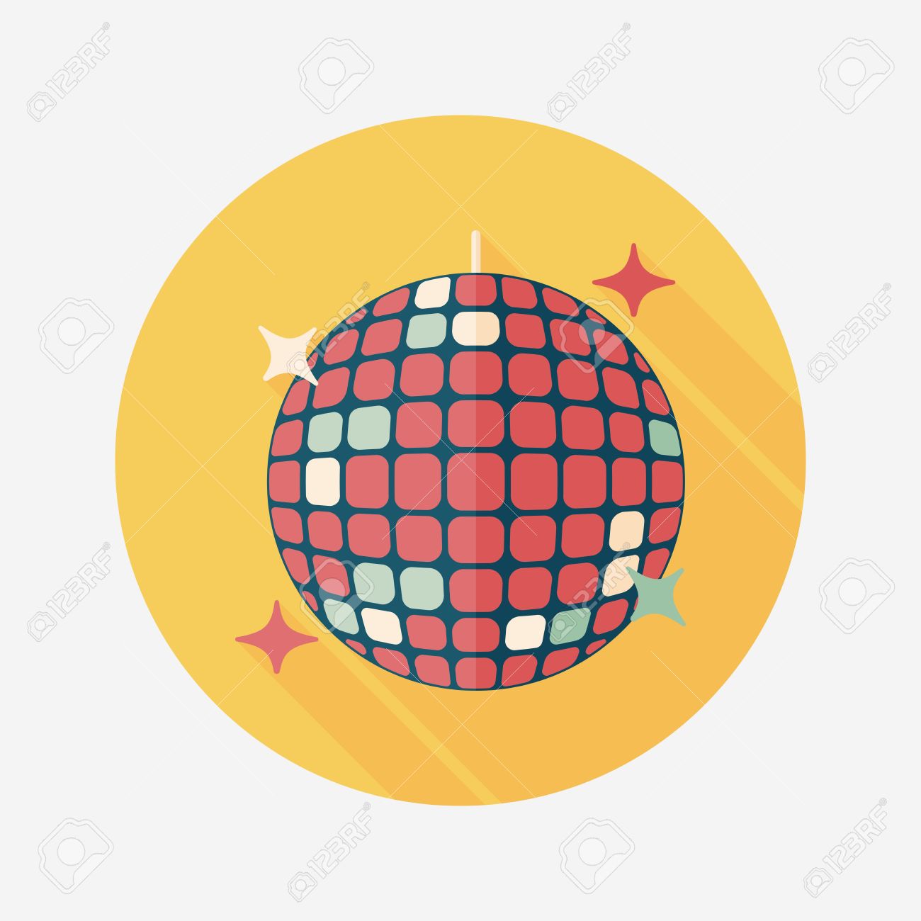 Disco Ball Flat Icon With Long Shadow. Royalty Free SVG, Cliparts, Vectors,  and Stock Illustration. Image 35716838., image size:1300x1300