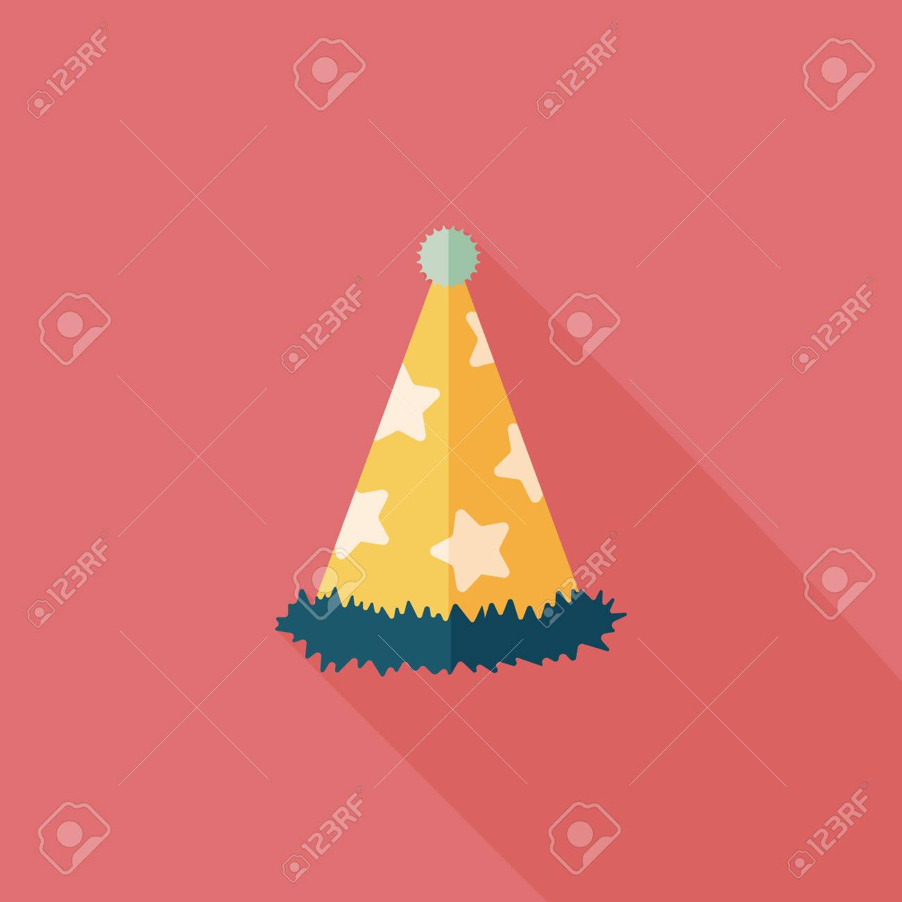 Chapeau De Fete D Anniversaire Icone Plat Avec Ombre Clip Art Libres De Droits Vecteurs Et Illustration Image