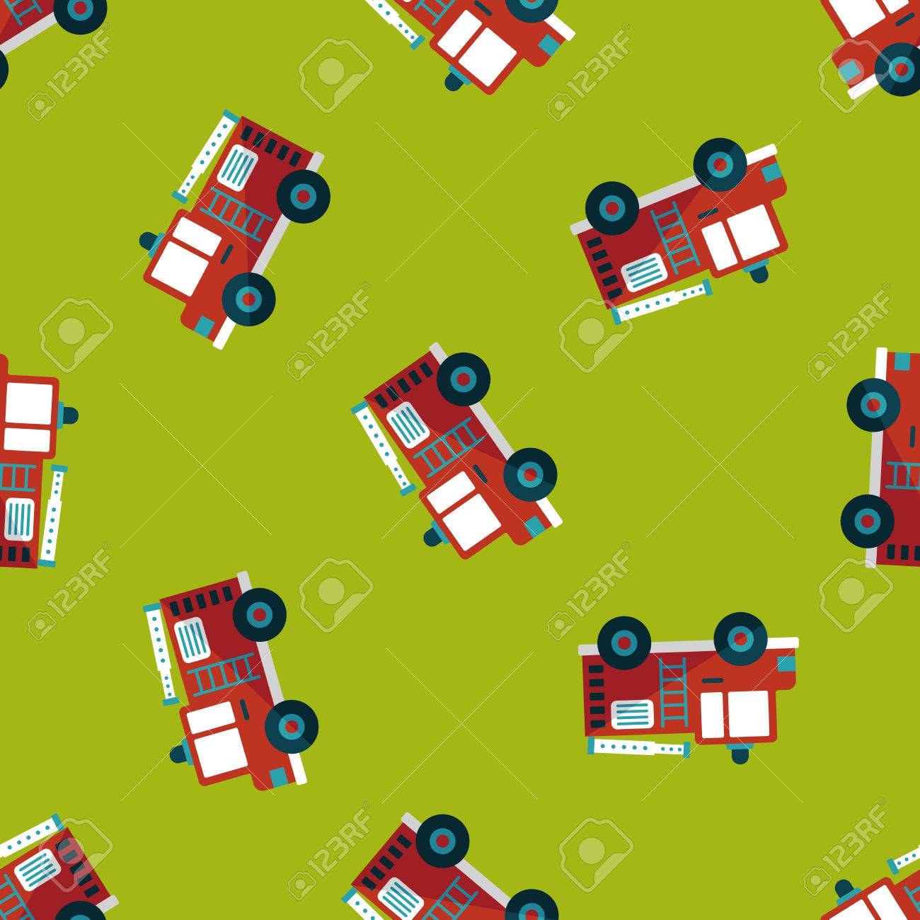 transportation fire truck flat icon eps10 seamless pattern