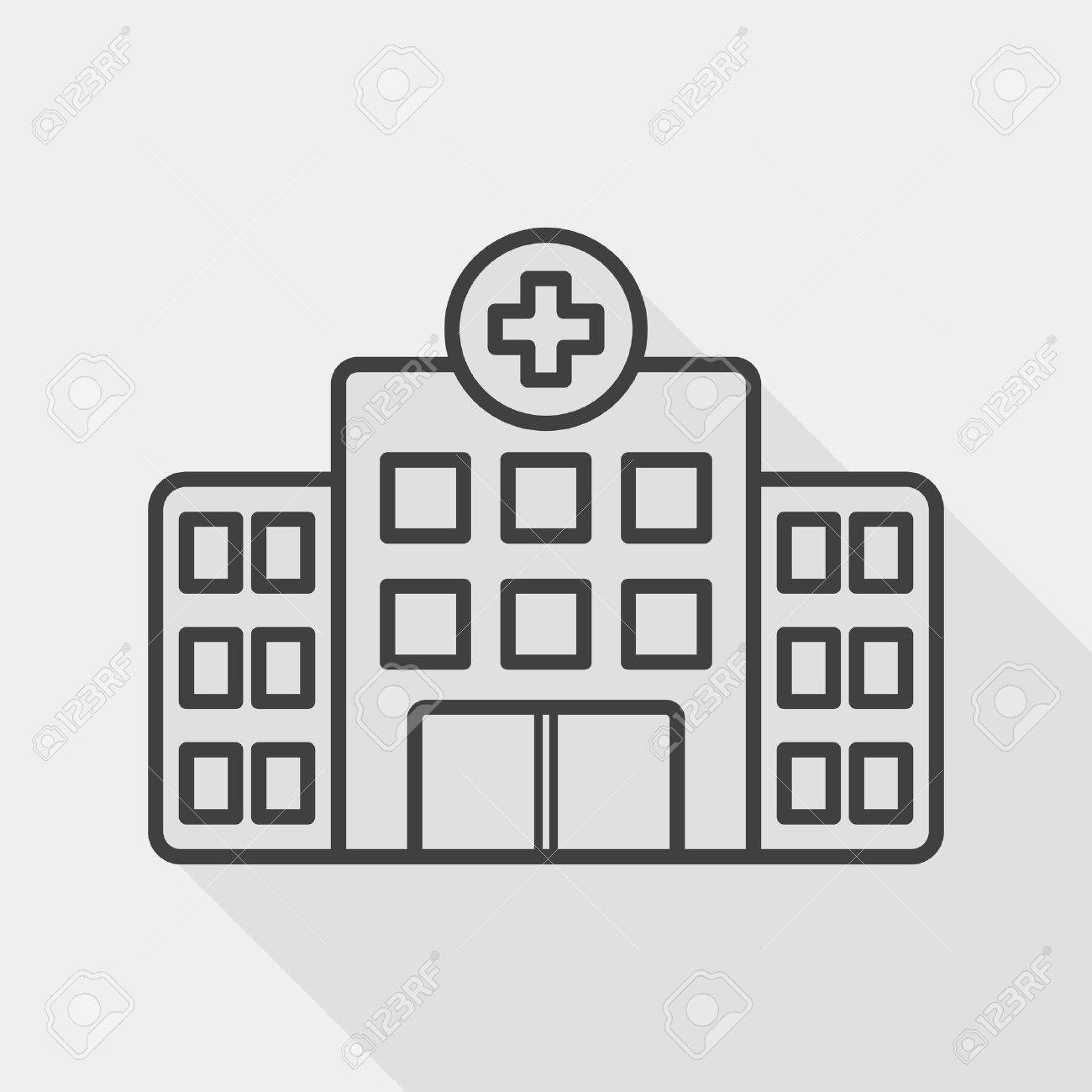building hospital flat icon with long shadow, line icon - 39492306 building hospital flat icon with long shadow, line icon - 39492306