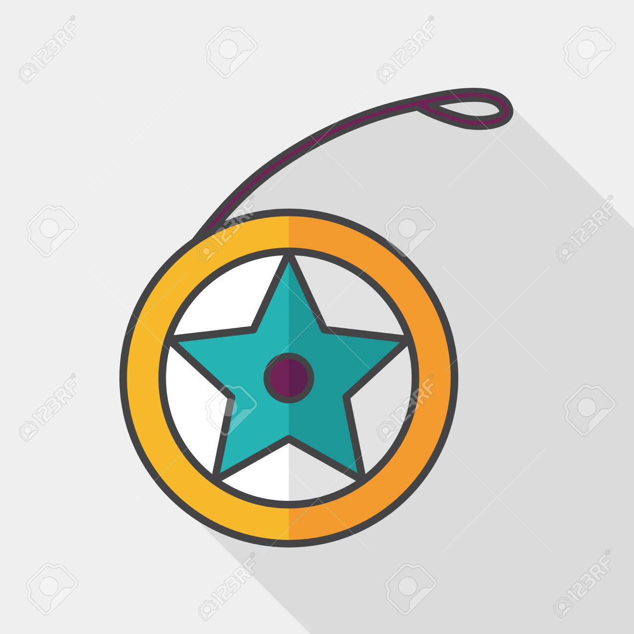 ヨーヨー ヨーヨー平らな長い影とアイコンのイラスト素材 ベクタ Image