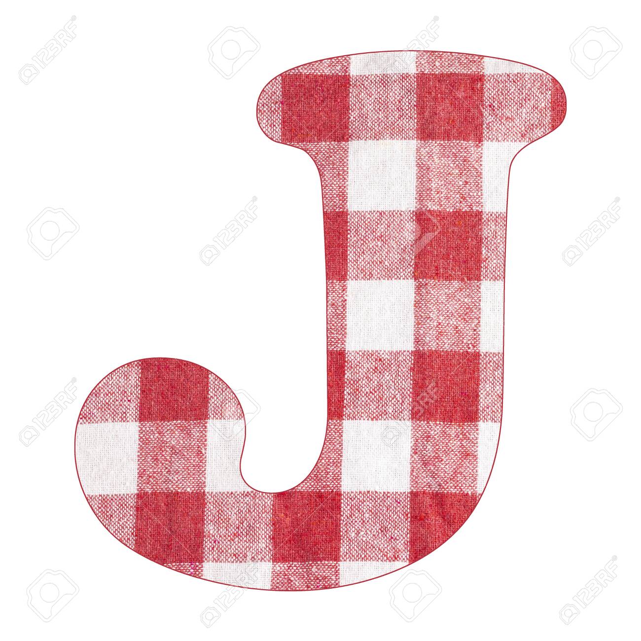 Letter J - Red checkered napkin background - 141712048 Letter J - Red checkered napkin background - 141712048