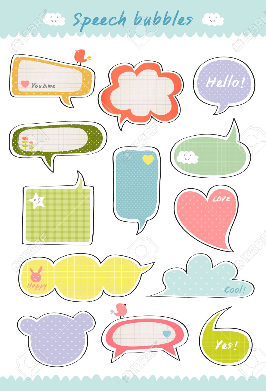 cute speech bubble hand drawn speaking bubbles colorful collection