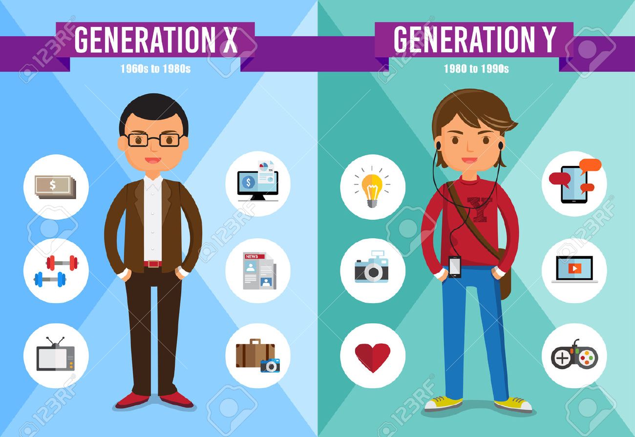 generation x generation y cartoon character royalty free cliparts gen y